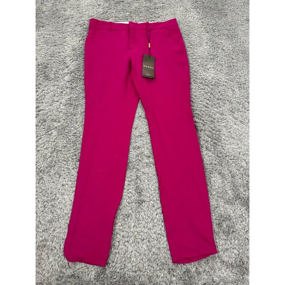 Gucci Pants Womans 40 EU 4 US Pink Silk Stretch Slim Fit Mid Rise Trousers NWT